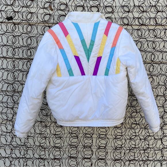 Vintage 80s Ocean Pacific pastel color block diagonal stripe ski coat jacket - Picture 3 of 5